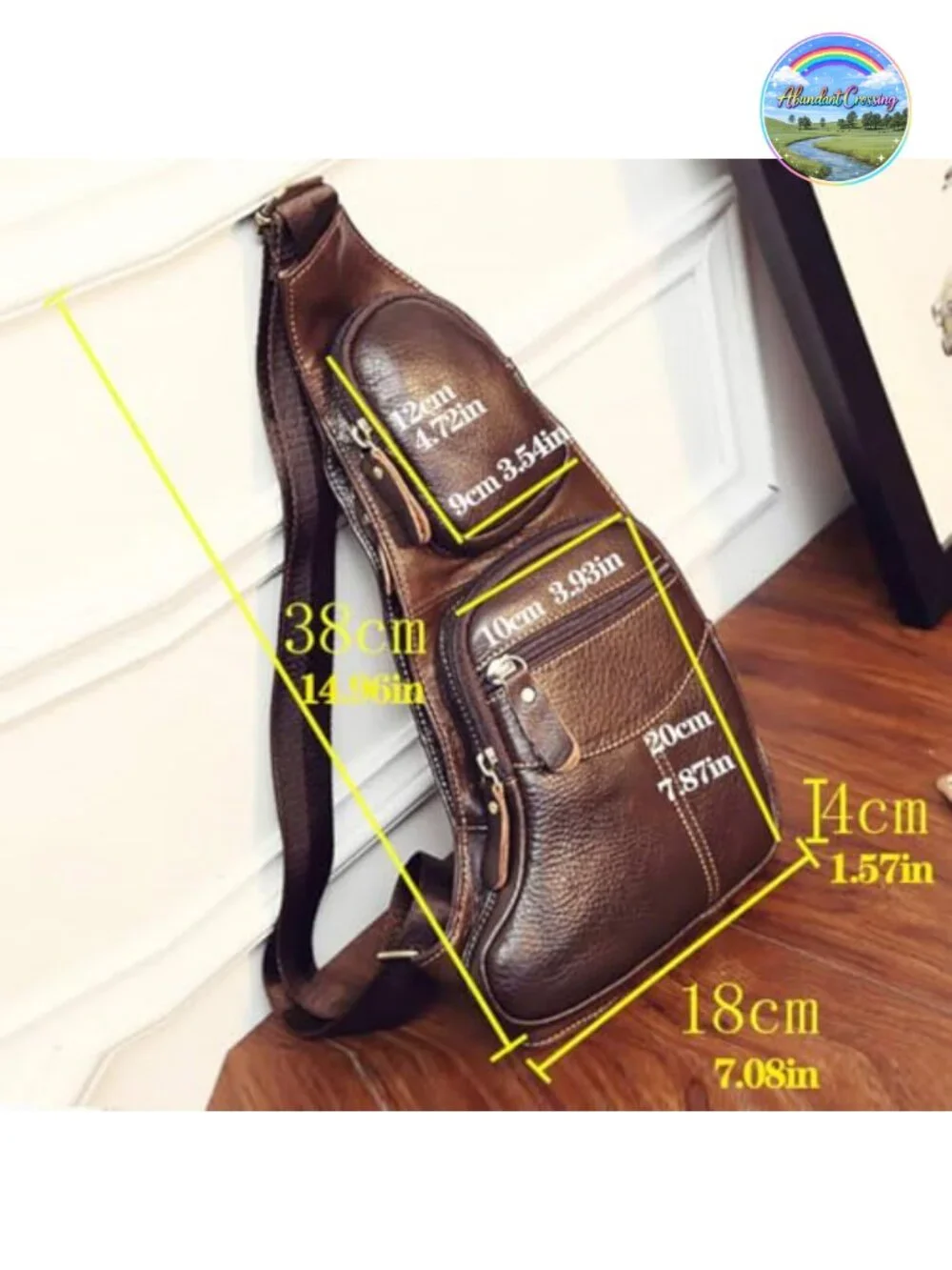 Vintage Leather Sling Backpack Crossbody Shoulder Chest Daypack